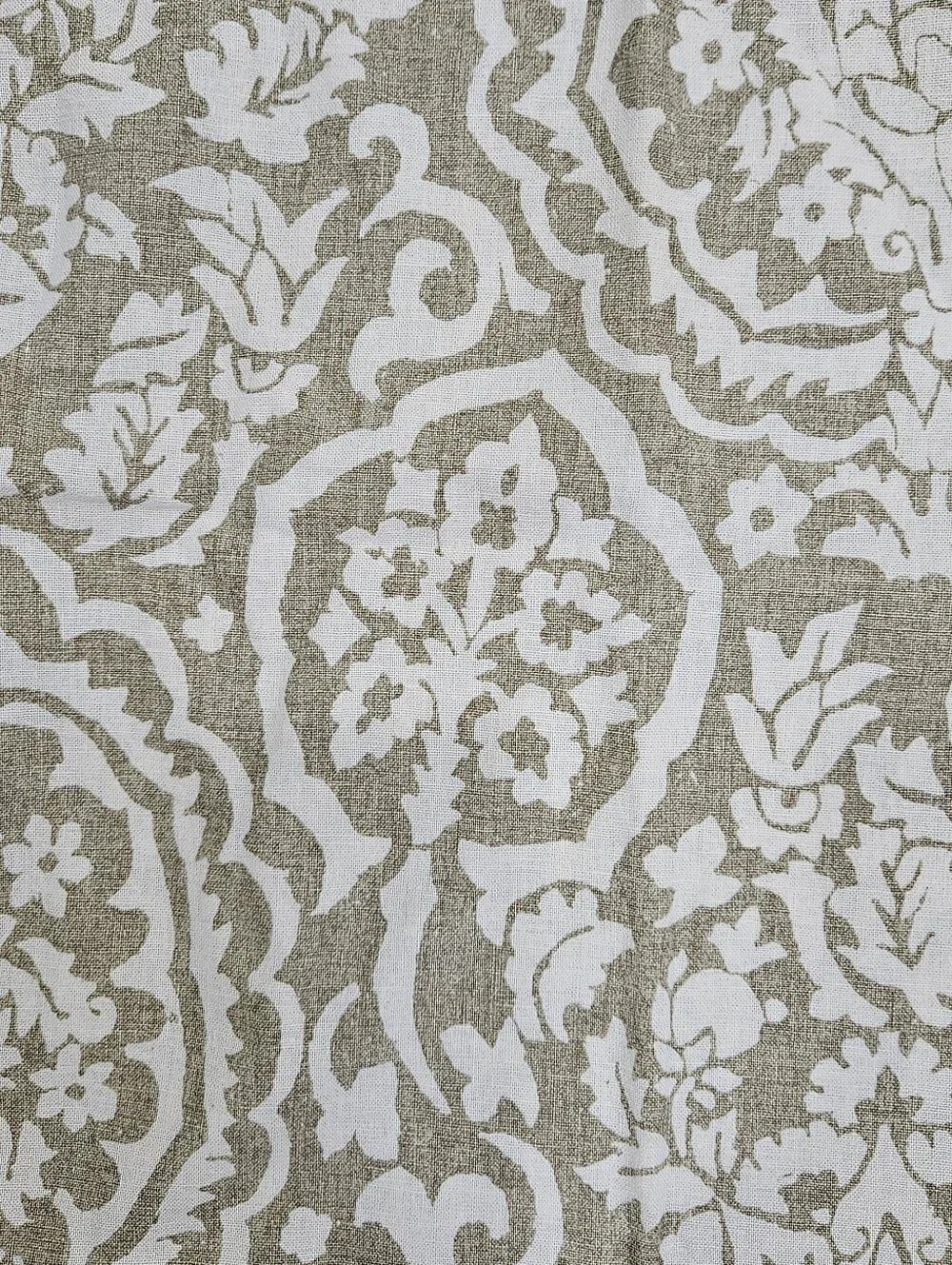Pottery Barn Damask Pineapple Floral STD Pillow Shams Linen Cotton Olive NWOT 07
